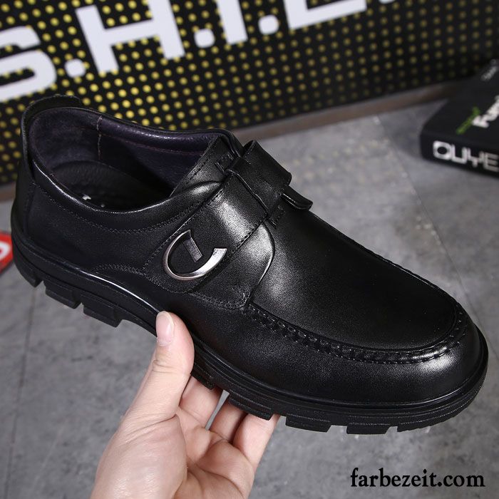 Winterschuhe Leder Echtleder Winter Herren Geschäft Dicke Sohle Erhöht Schwarz Lederschue Schuhe Jugend Herbst Hochzeit Schuhe