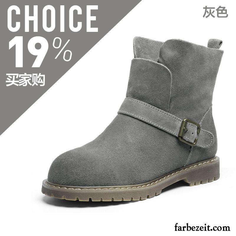 Winterstiefel Damen Schwarz Winter Neue Flache England Kurze Martin Stiehlt Herbst Gefrostet Schuhe