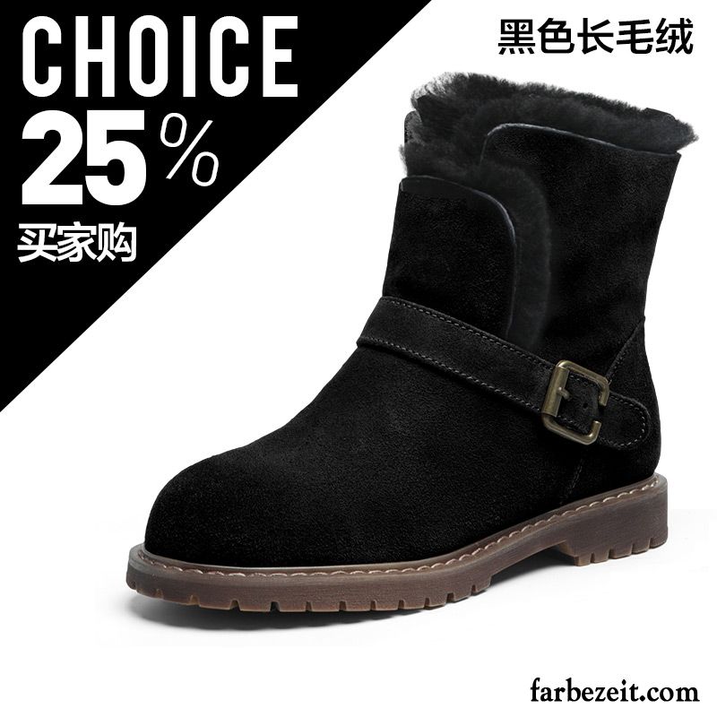 Winterstiefel Damen Schwarz Winter Neue Flache England Kurze Martin Stiehlt Herbst Gefrostet Schuhe