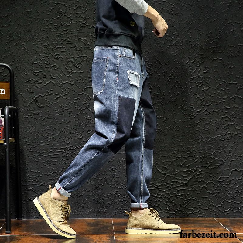 Skinny Jeans Mit Rissen Herren Sommer Dünn Schüler Freizeit Harlan Schwarz Jeans Große Größe Lose