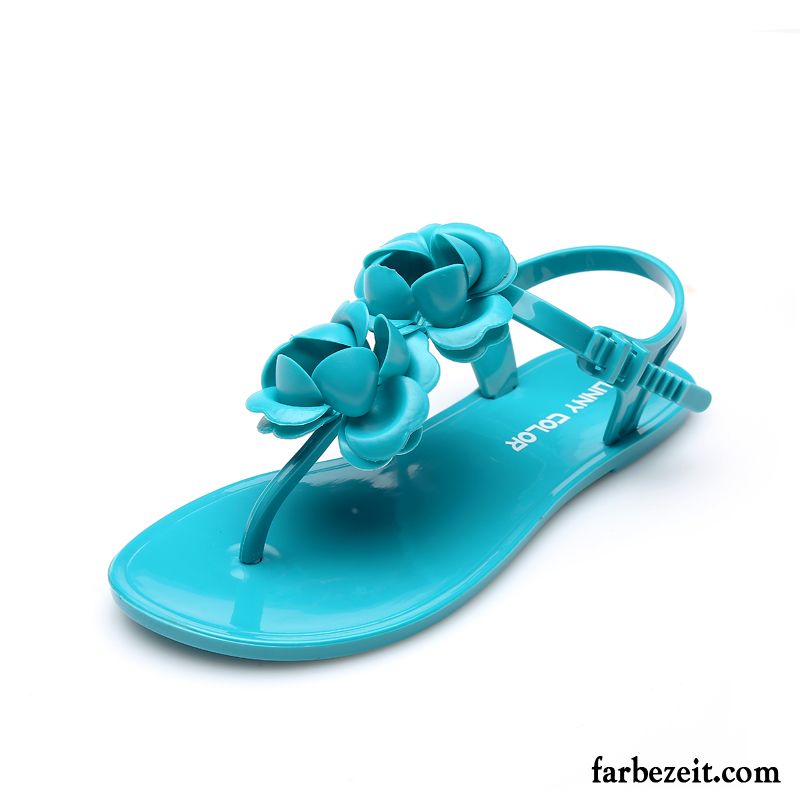 Zehensandalen Schwarz Damen Rutschsicher Sommer Hausschuhe Strand Sandalen Flache Billig