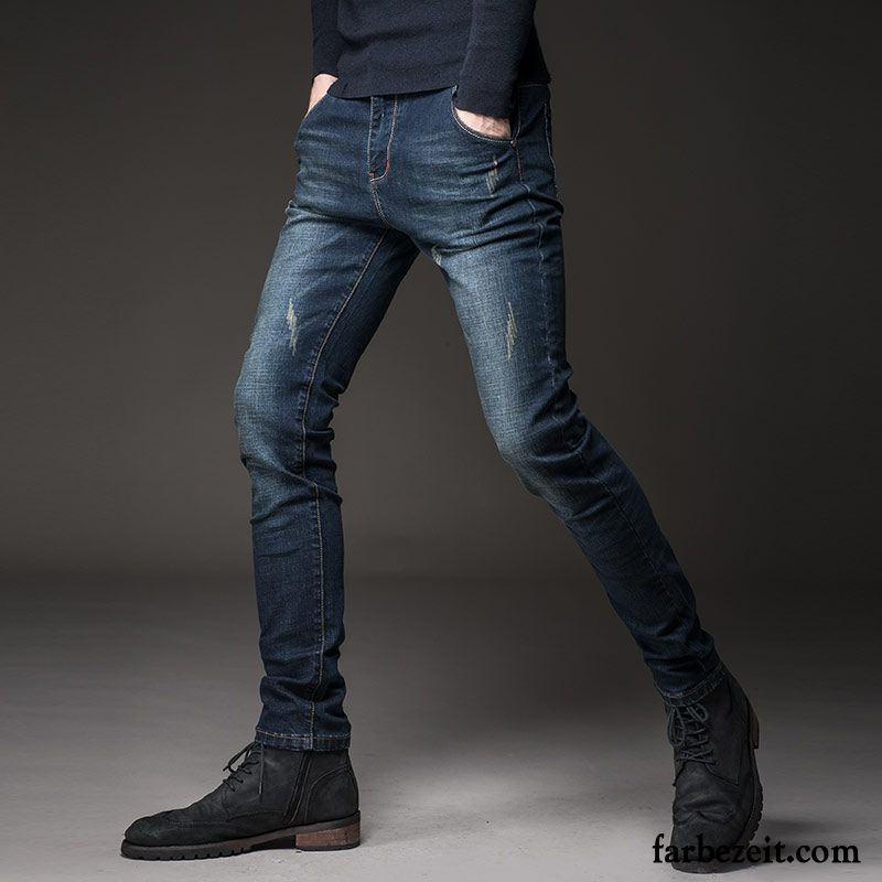 Zerrissene Hose Herren Herbst Jeans Plus Samt Gerade Schlank Elastisch Lange Schmales Bein Hose Jugend Winter Sale