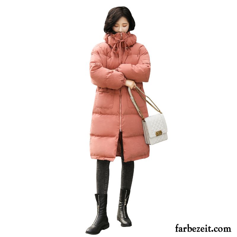 Baumwolle Mantel Damen Allgleiches Winter Warme Herbst Freizeit Temperament Rosa