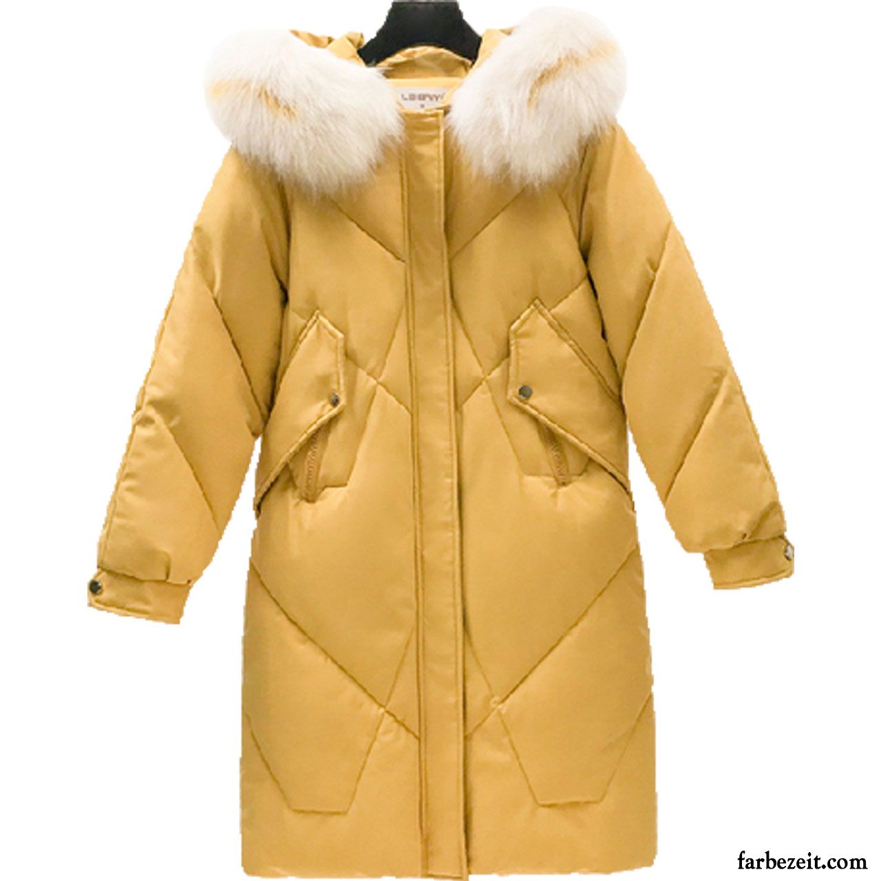 Baumwolle Mantel Damen Freizeit Allgleiches Schlank Langer Abschnitt Winter Groß Gelb