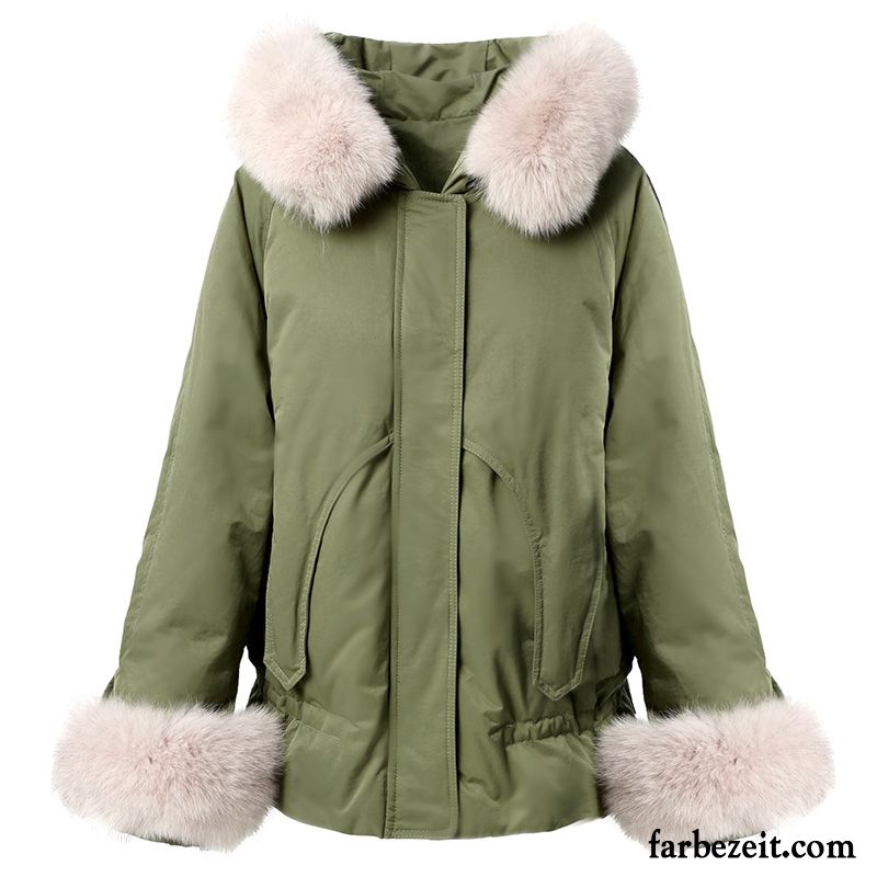 Baumwolle Mantel Damen Mode Persönlichkeit Allgleiches Warme Trend Temperament Grün