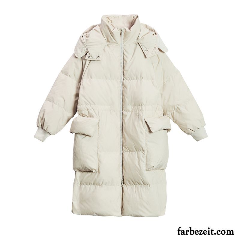 Baumwolle Mantel Damen Überzieher Heißer Art Tasche Mit Kapuze Weiß