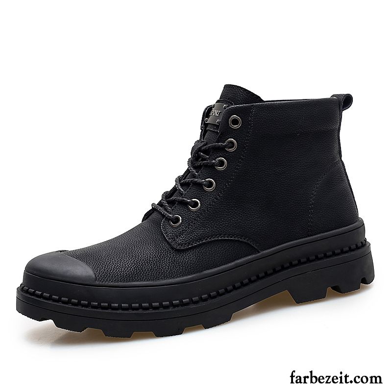 Biker Stiefeletten Herren Stiefel Echtleder Martin Stiehlt Herbst England Schwarz Hohe Arbeitsschuhe Allgleiches Trend