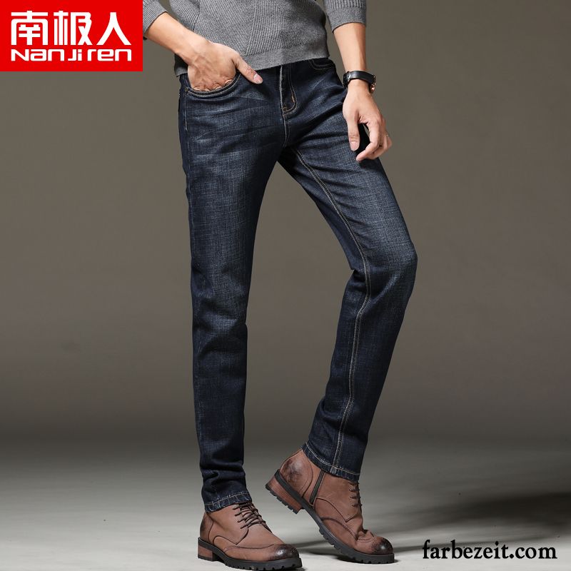 Blaue Skinny Jeans Herren Hose Lange Gerade Lose Freizeit Schwarz Herbst Elastisch Jeans Schlank Hohe Taille