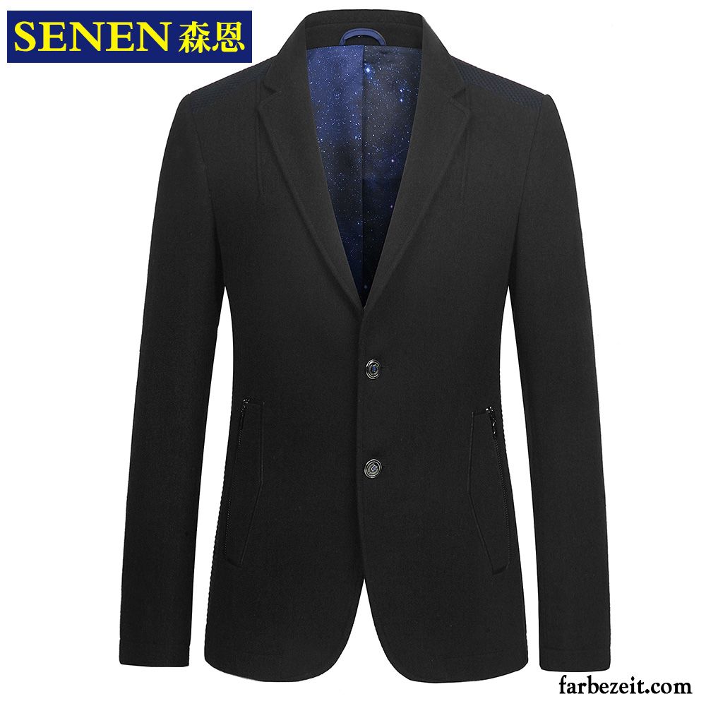 Blazer Blau Glänzend Schlank Anzüg Kostüm Freizeit Mantel Wolle Herbst Trend Winter Herren Überzieher Verkaufen