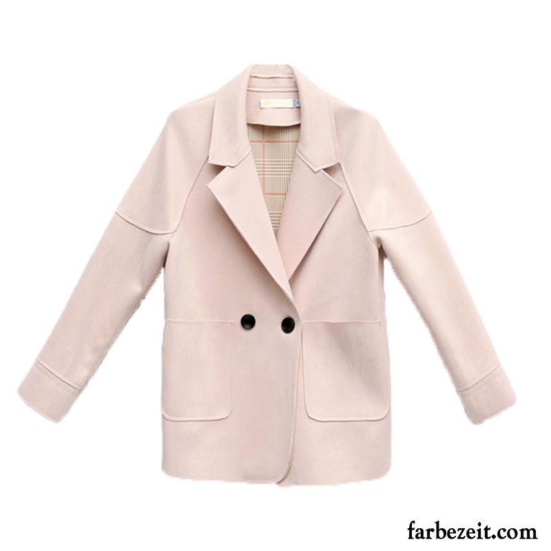 Blazer Damen Allgleiches Kostüm Neu Mantel Feder Anzüge Rosa