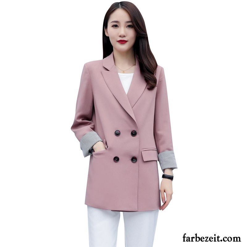 Blazer Damen Herbst Feder Temperament Freizeit Dünn Anzüge Rosa Rot