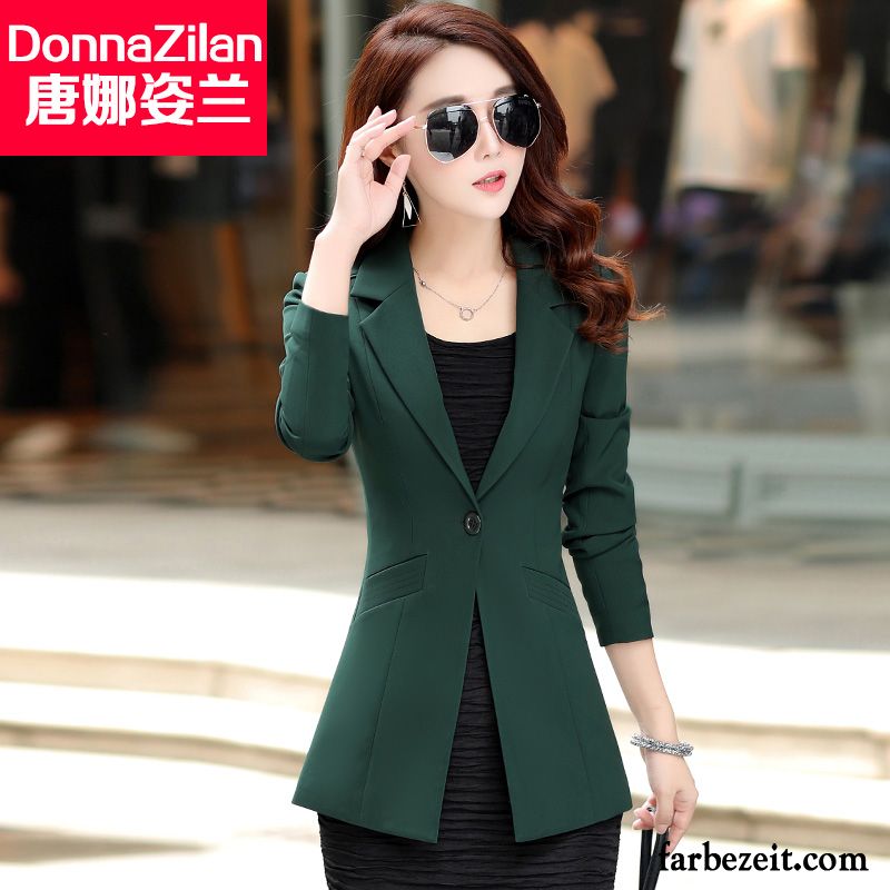 Blazer Damen Herbst Trend Freizeit Temperament Feder Anzüge Grün Weiß