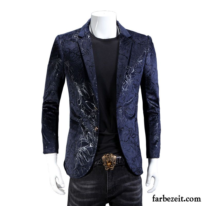 Blazer Herren Anzüg Anzugjacke England Trend Große Größe Feder Blau