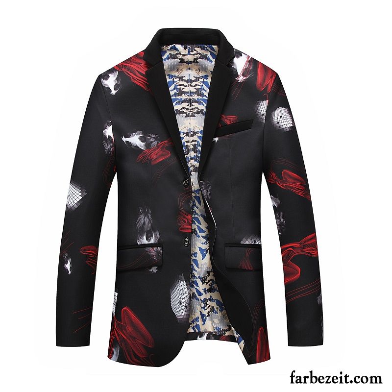 Blazer Herren Modern Blazer Herbst Winter Rote Freizeit Große Größe Neu Anzüg Kostüm Schlank Blumen Überzieher Günstig