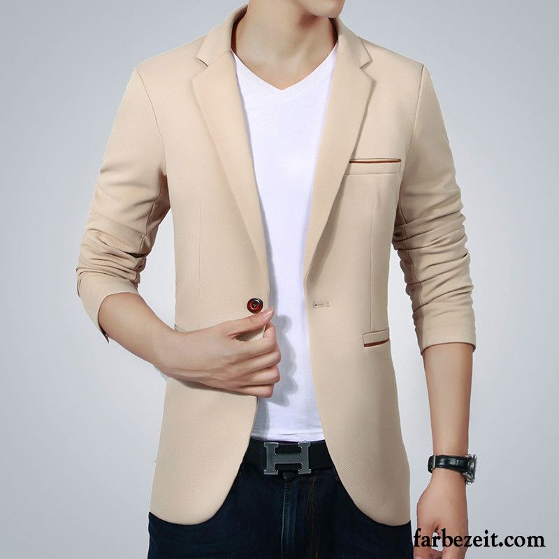 Blazer Herren Slim Fit Grau Kostüm Überzieher Große Größe Anzüg Herbst Winter Plus Samt Schlank England Freizeit Günstig