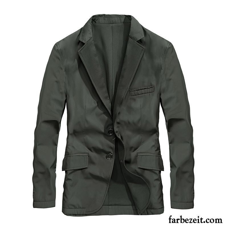 Blazer Herren Überzieher Kostüm Freizeit Mantel Trend Schlank Army Grün