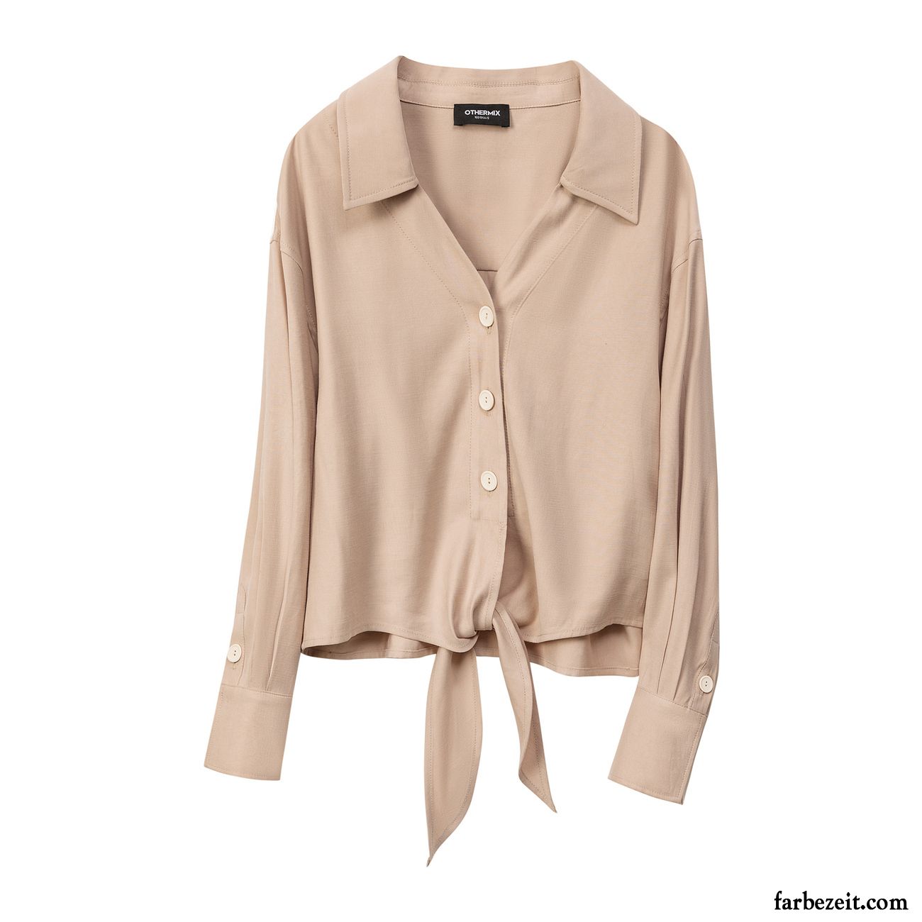 Blusen Damen Retro Feder Mantel Neu Lange Ärmel Entwurf Khaki