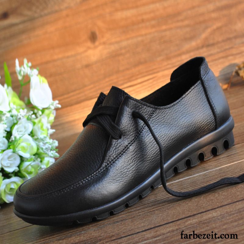 Leder Schuhe Rutschsicher Weiche Sohle Echtleder Herbst Schnürung Gemütlich Schuhe Lederschuhe Schnürschuhe Flache Feder Casual Damen