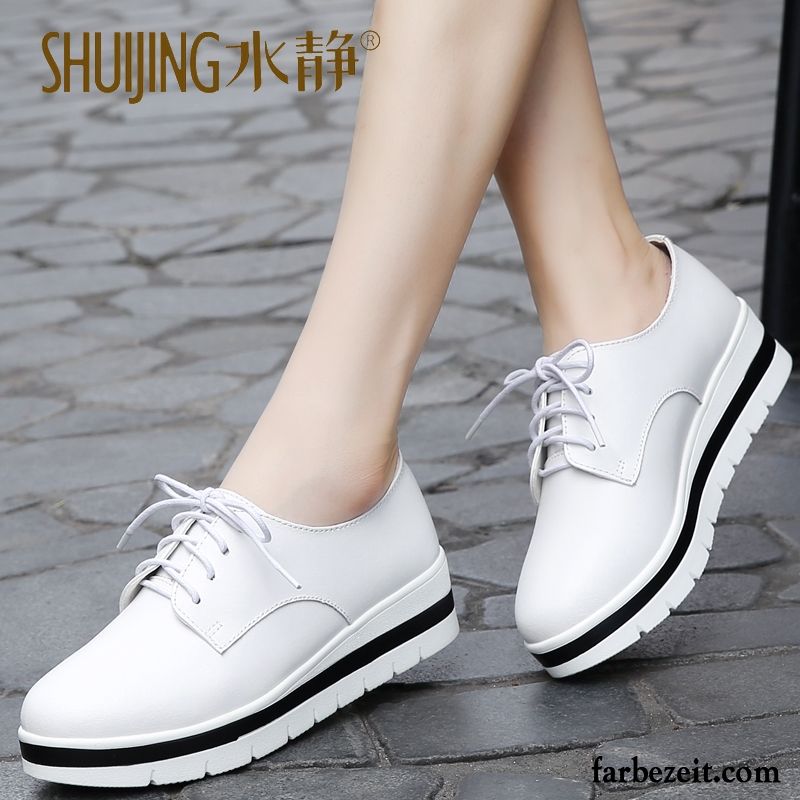 Brauner Anzug Schuhe Weiß Feder Schüler Schnürschuhe Lederschuhe Herbst Neue England Dicke Sohle Casual Damen Rabatt