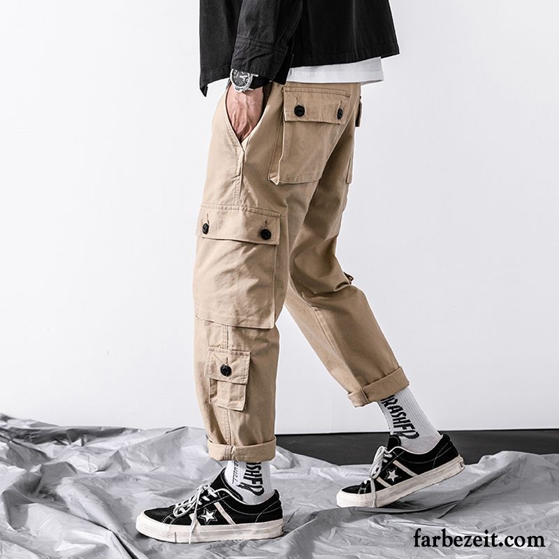 Cargohose Herren Freizeit Herbst Trend Gerade Lange Werkzeugbau Khaki