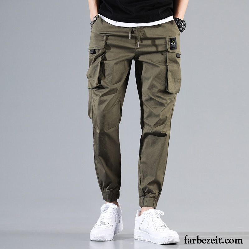 Cargohose Herren Freizeit Werkzeugbau Dünn Harlan Trend Neunte Hose Army Grün