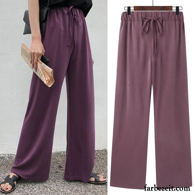 Chino Hose Grau Damen Hose Gerade Herbst Freizeit Lose Neu Violett Weites Bein Dünn Hohe Taille Große Größe