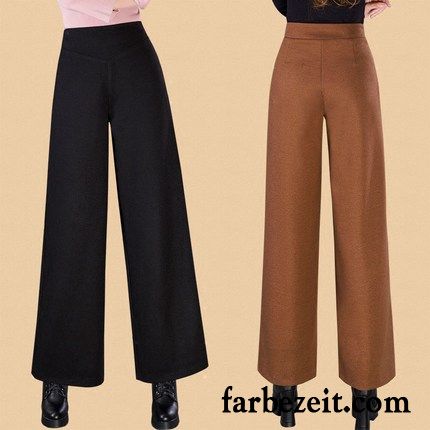 Chino Schwarz Damen Große Größe Freizeit Gerade Hose Hohe Taille Herbst Weites Bein Winter Neu Lose Verkaufen