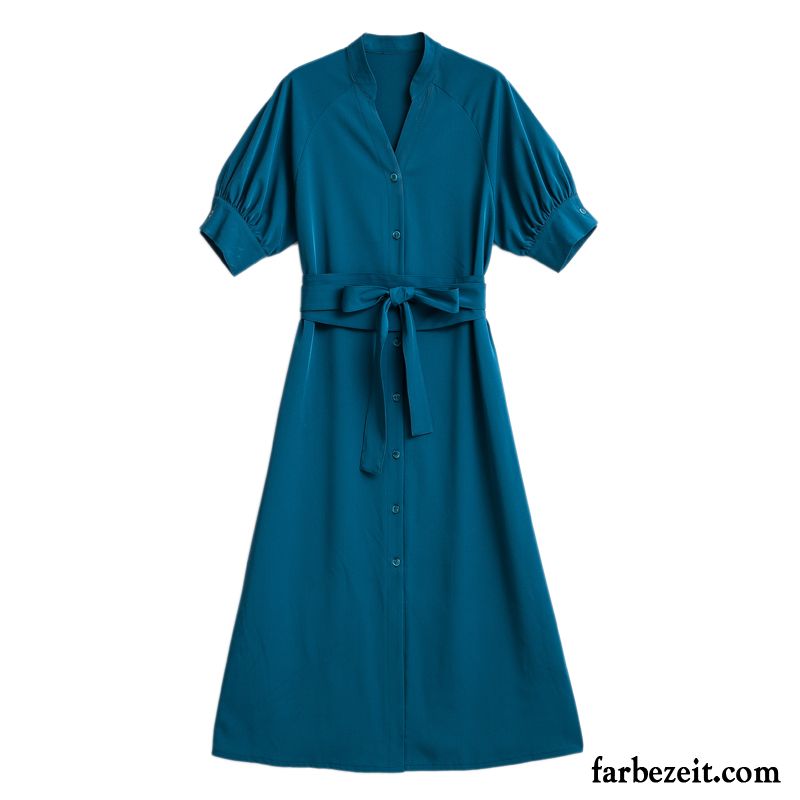 Damen Kleider Online Shop Mädchen Kleider Loch Sommer Retro Ultra Dünn Blau Klar Verkaufen