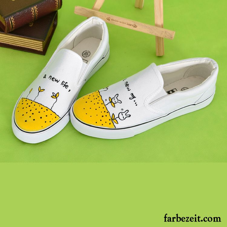 Damenschuhe Günstig Online Kaufen Feder Damen Halbschuhe Slip-on Faul Handgemalt Tuch Schuhe Flache Schüler Casual Günstig