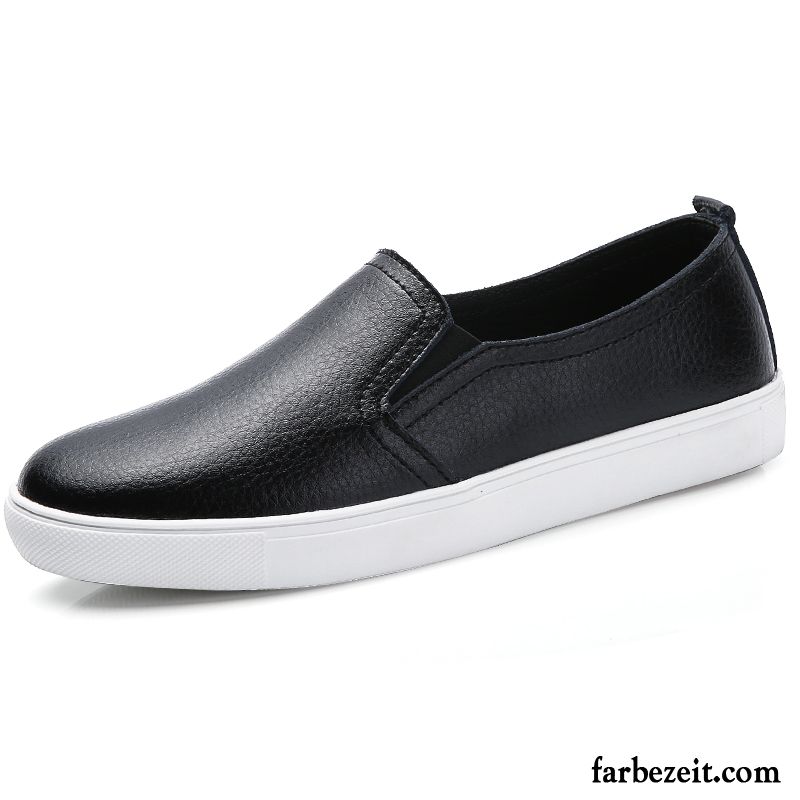 Damenstiefel Schwarz Casual Faul Schuhe Slip-on Echtleder Lederschuhe Herbst Flache Damen Feder Schwarz Halbschuhe Schnürschuhe Günstig