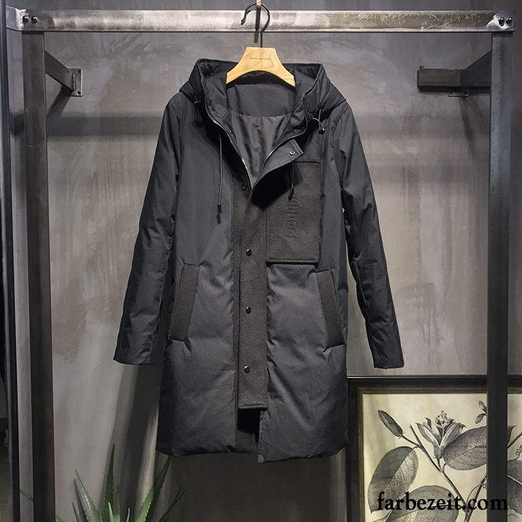 Daunen Winterjacke Herren Daunenjacke Langer Abschnitt Ausverkauf Mit Kapuze Original Mäntel Trend Schlank