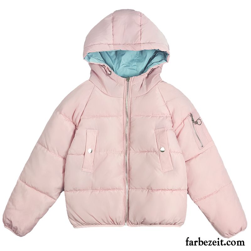 Daunenjacke Damen Warm Überzieher Neu Winter Rosa Einseitig Baumwollgepolsterte Baumwolle