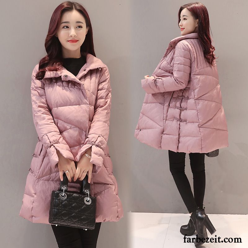 Daunenjacken Damen Mode Retro Schlank Neu Dünn Winter Rosa