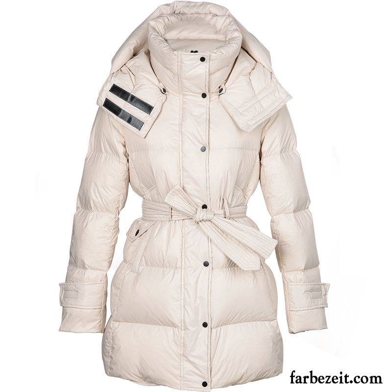 Daunenjacken Damen Winter Rein Klassisch Gerade Mischfarben Beige