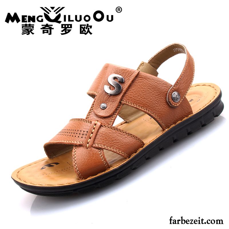 Flip Flops Herren Leder Neue Sandalen Casual Schuhe Echtleder Strand Sommer Rutschsicher Atmungsaktiv Sale