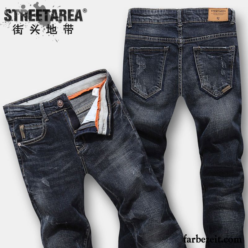 Jeans Herren Schmales Bein Jeans Herbst Schlank Neu Trend Retro Waschen Winter Billig