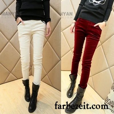 Farbige Hosen Damen Winter Trend Bleistift Hose Freizeit Outwear Herbst Leggings Unter Dünn Plus Samt Neu Sale