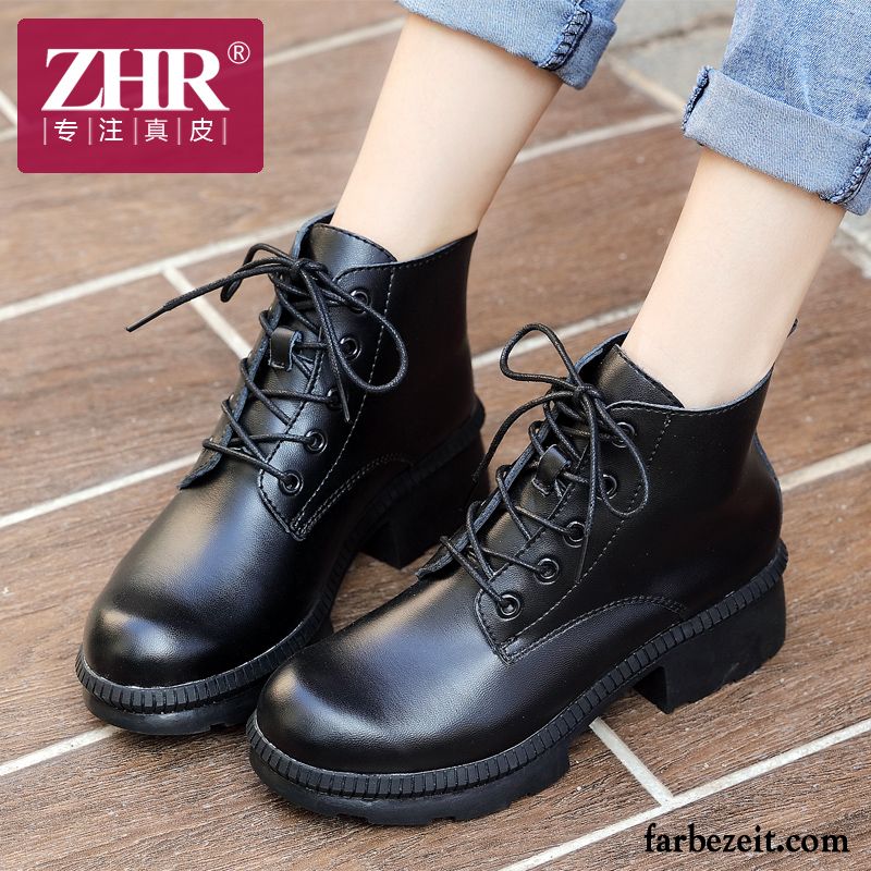 Flache Braune Dick Martin Stiehlt Echtleder Neue Schuhe Trend Herbst Kurze Winter Damen Günstig