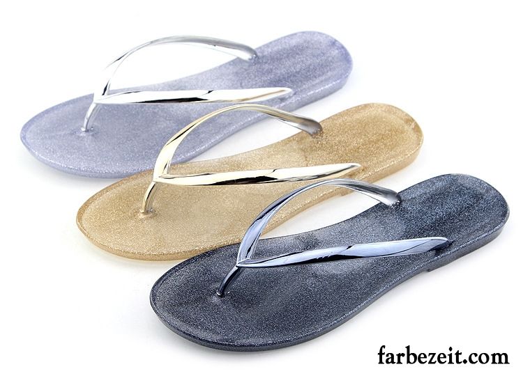 Flip Flops Damen Trend Flache Kristall Casual Kostenloser Versand Neue Sandfarben Schwarz