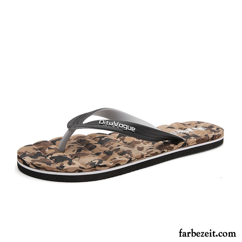 Flip Flops Herren England Draussen Sommer Pantolette Wasserdicht Trend Camouflage Sandfarben Schwarz