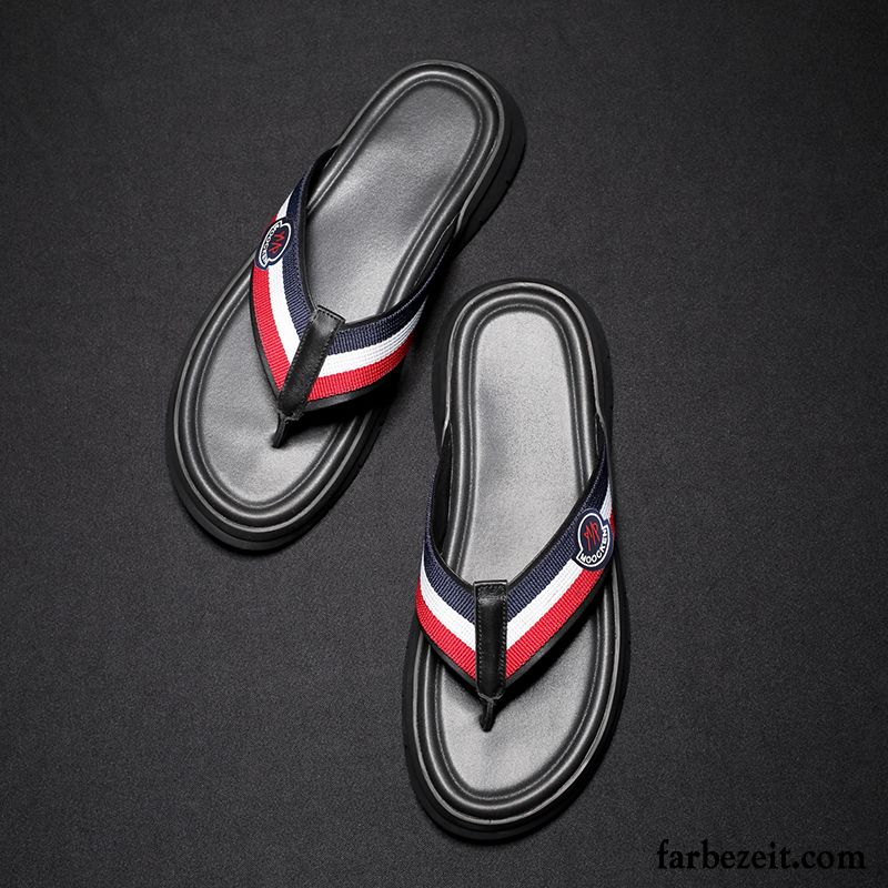 Flip Flops Herren Hausschuhe Echtleder Casual Persönlichkeit Sommer Mode Sandfarben Schwarz