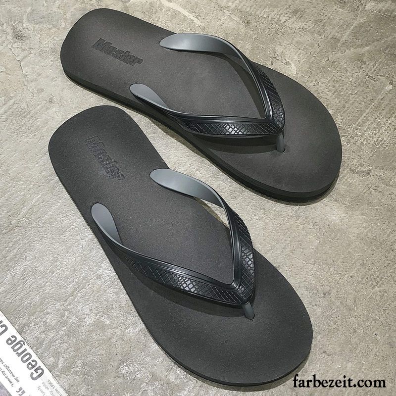 Flip Flops Herren Hausschuhe Sommer Rutschsicher Trend Persönlichkeit Mode Sandfarben Schwarz