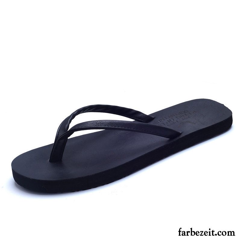 Flip Flops Herren Hausschuhe Trend Sommer Draussen Pantolette Rutschsicher Sandfarben Schwarz