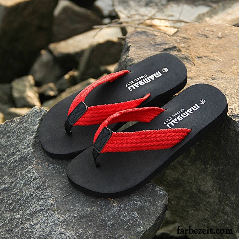 Flip Flops Herren Hausschuhe Weiche Sohle Neue Yoga Tragen Sandfarben Rot