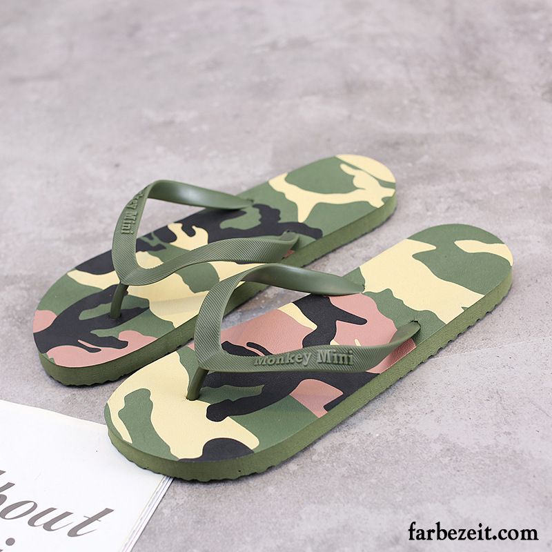 Flip Flops Herren Neue Hausschuhe Sommer Trend Rutschsicher Army Grün Camouflage Sandfarben