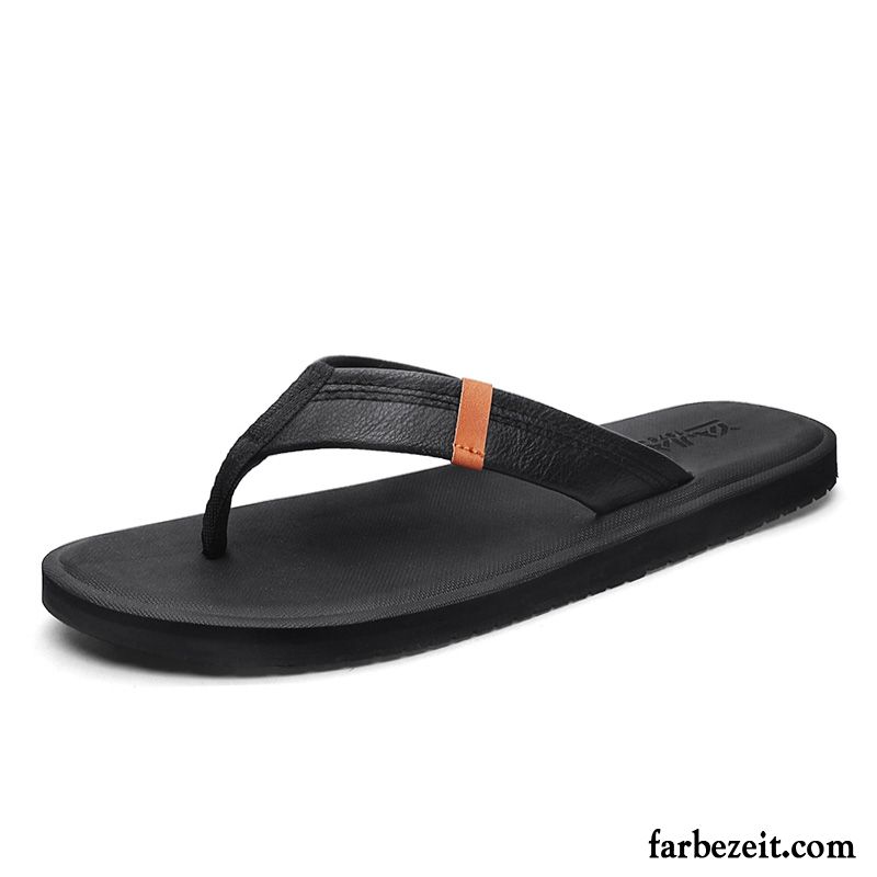 Flip Flops Herren Neue Rutschsicher Hausschuhe Sommer Draussen Persönlichkeit Sandfarben Schwarz