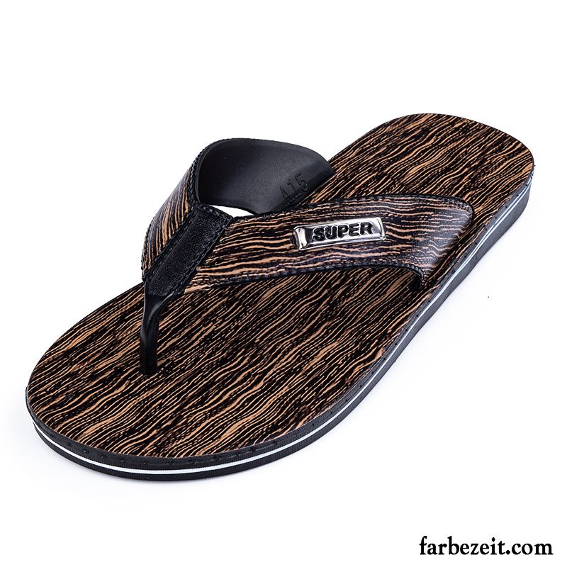 Flip Flops Herren Neue Rutschsicher Trend Pantolette Persönlichkeit Sommer Sandfarben Braun