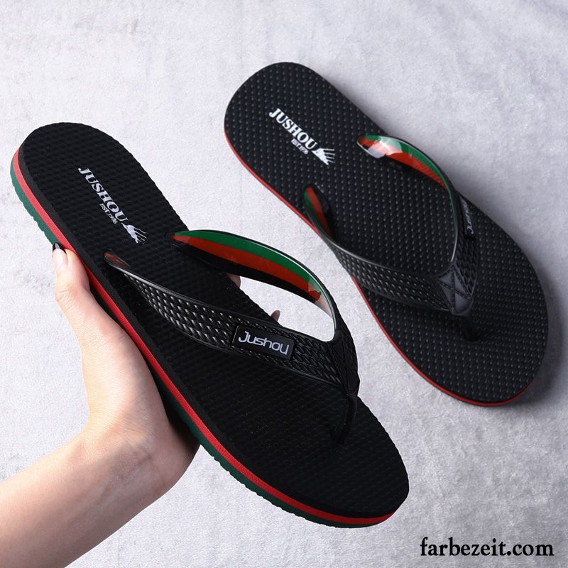 Flip Flops Herren Neue Sommer Mode Persönlichkeit Trend Weiche Sohle Sandfarben Schwarz