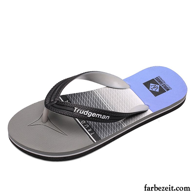 Flip Flops Herren Neue Sommer Persönlichkeit Draussen Mode Hausschuhe Blau