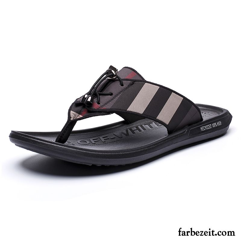 Flip Flops Herren Pantolette Casual Trend Neue Persönlichkeit Weiche Sohle Schwarz